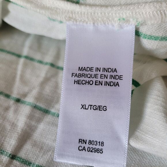 Lucky Brand Womens Shirt XL Green White Collared Button Up Top Blouse - Picture 6 of 7